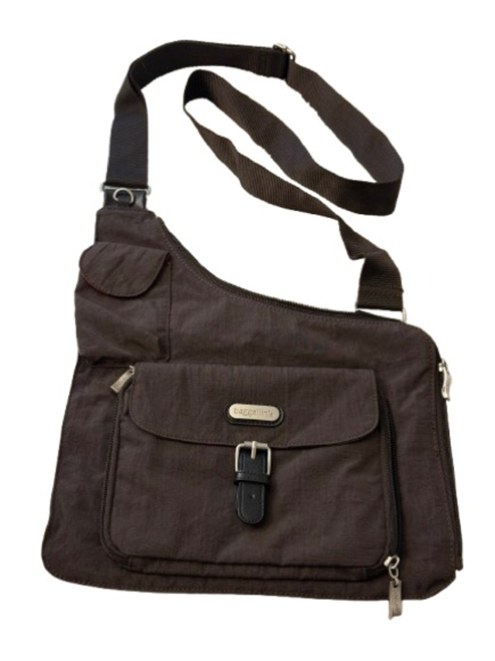 Baggallini Packable Travel Crossbody Bag Brown Red Interior Lightweight